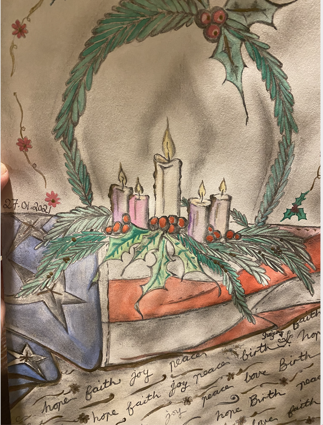 Four Candles Advent Wreath Drawing Art Print by Frank Ramspott - Pixels
